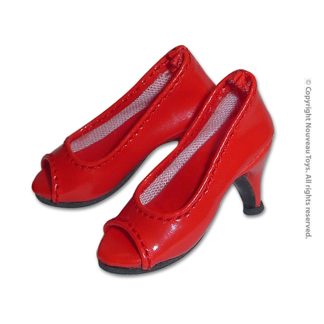 Nouveau Toys 1/6 Shoes Series - 1/6 Scale Glossy Red Open Toe Heel Pumps